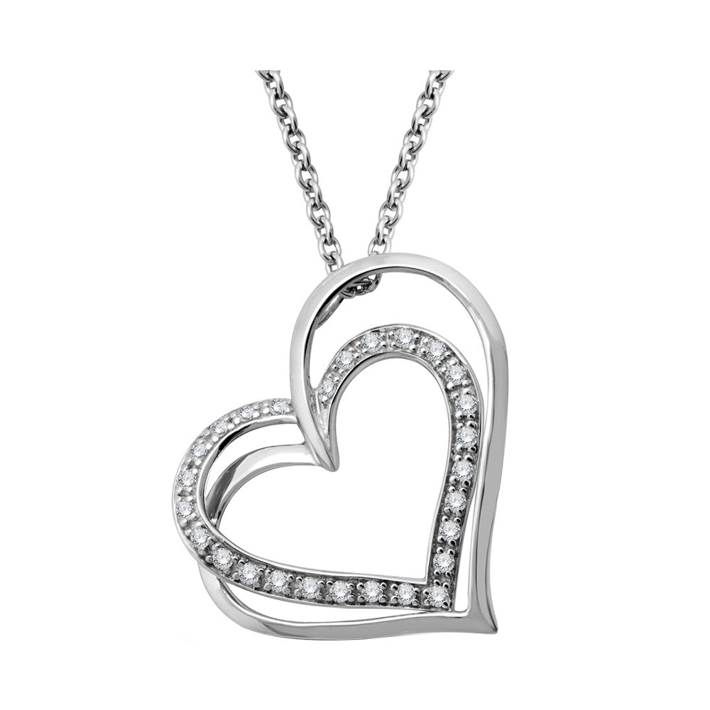 14Kt White Gold Diamond 1/6Ctw Pendant