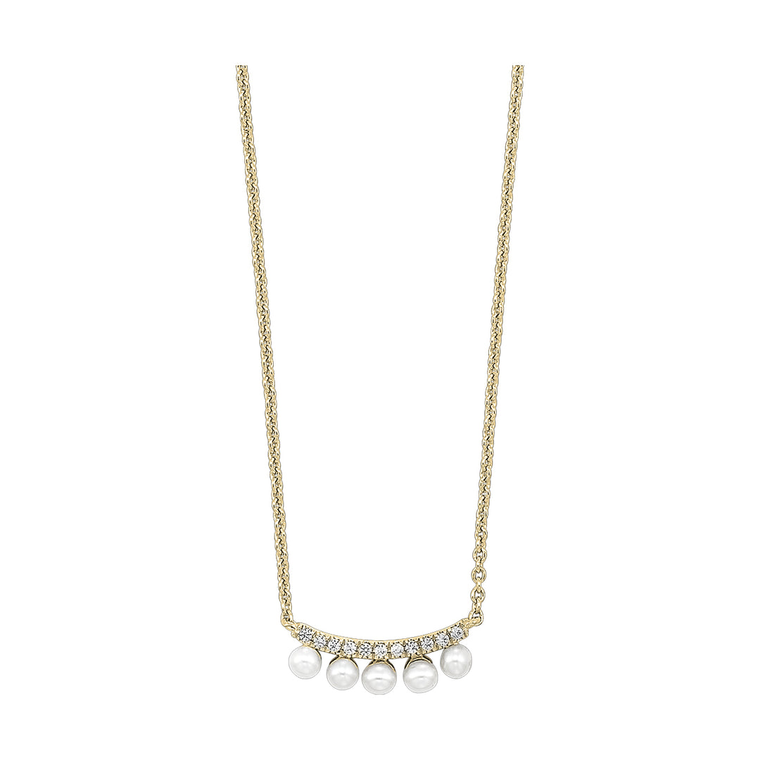 10Kt Yellow Gold Diamond 1/20Ctw & Pearl 1/2Ctw Pendant