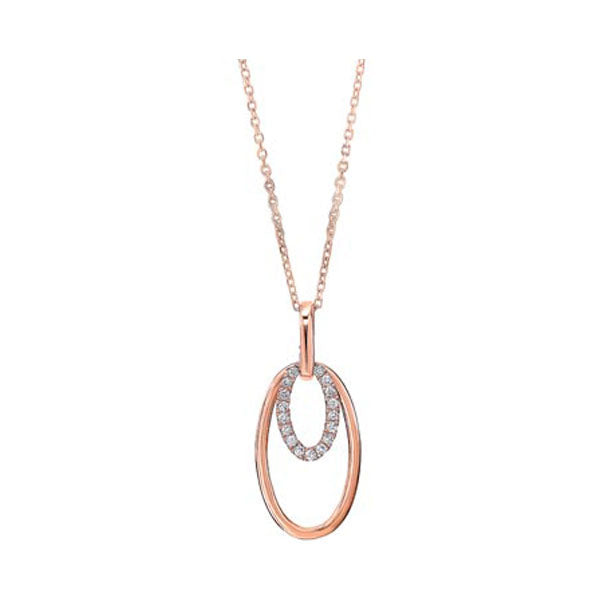 10Kt White Rose Gold Diamond 1/10Ctw Pendant