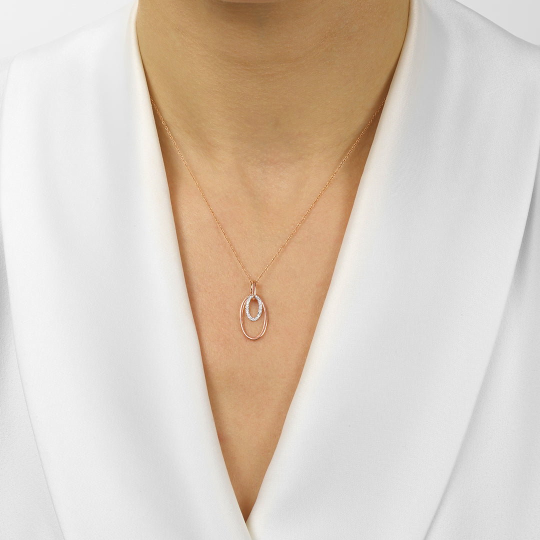 10Kt White Rose Gold Diamond 1/12Ctw Pendant