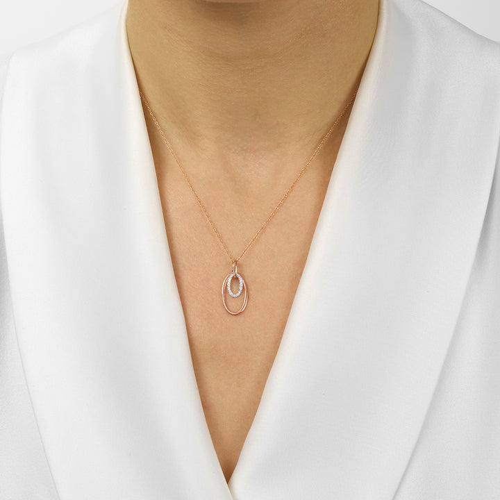 10Kt White Rose Gold Diamond 1/12Ctw Pendant