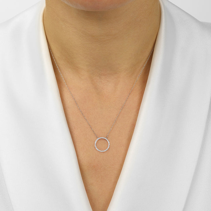 14Kt White Gold Diamond 1/12Ctw Pendant