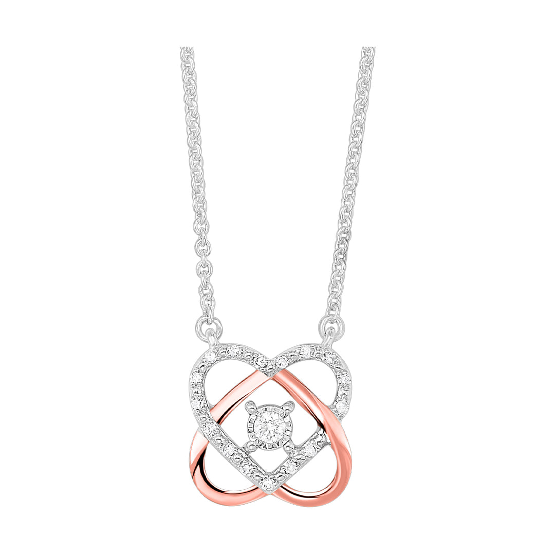 10Kt White Rose Gold Diamond 1/12Ctw Pendant
