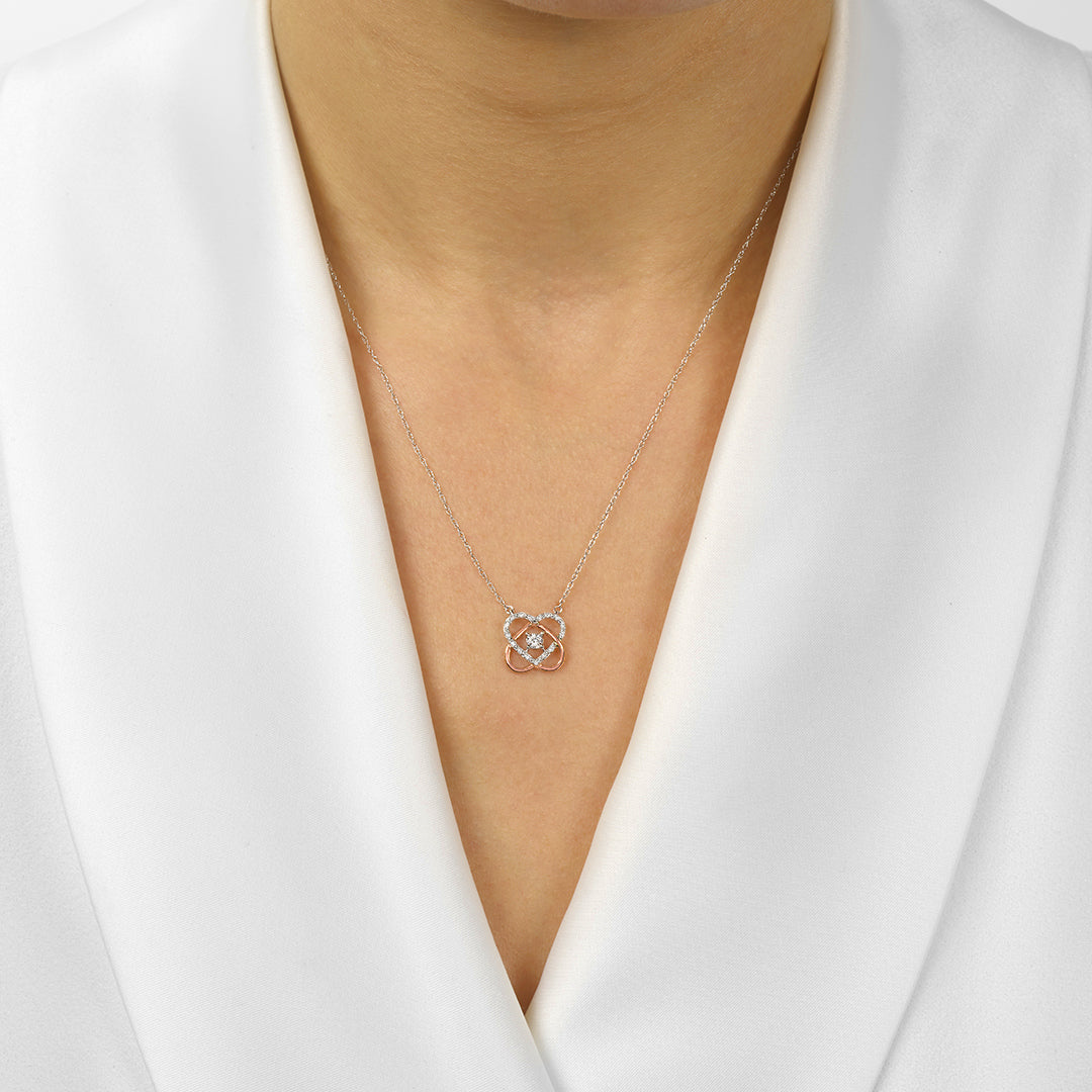 10Kt White Rose Gold Diamond 1/12Ctw Pendant