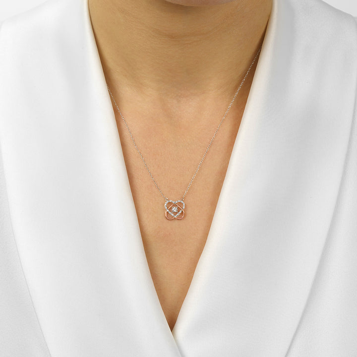 10Kt White Rose Gold Diamond 1/12Ctw Pendant