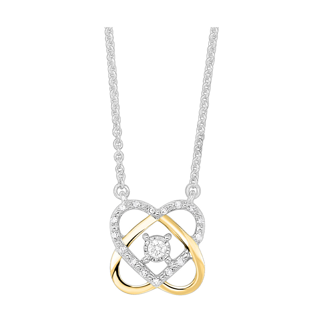 10Kt White Yellow Gold Diamond 1/12Ctw Pendant