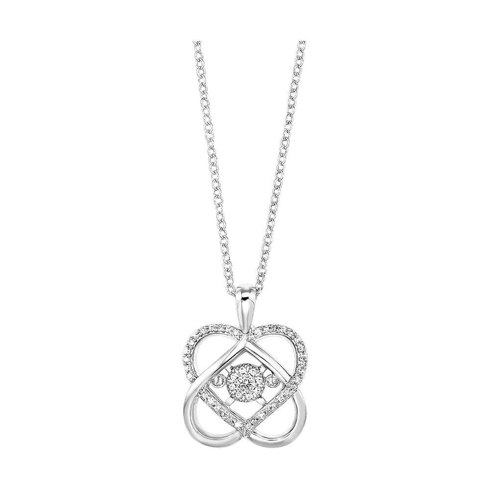 Silver White Diamond 1/10Ctw Pendant