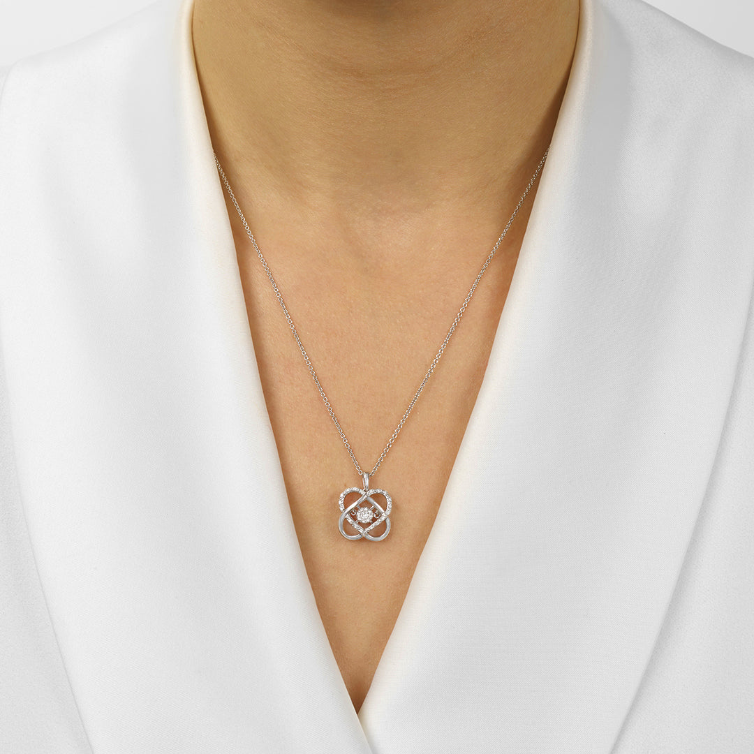 Silver White Diamond 1/10Ctw Pendant