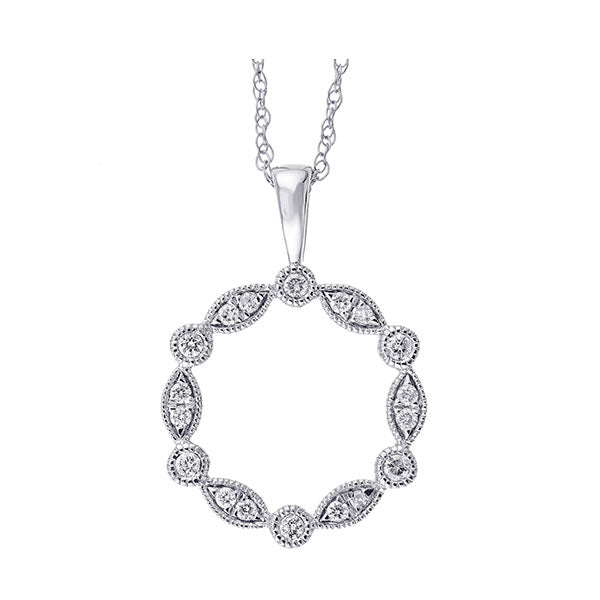 14Kt White Gold Diamond 1/10Ctw Pendant