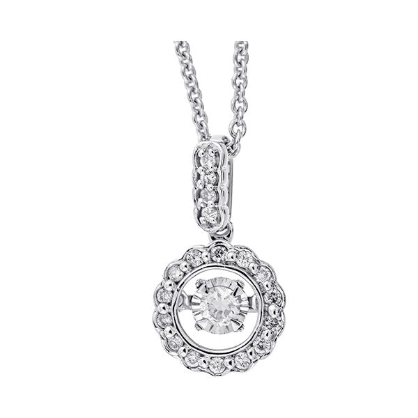 Gold Silver White Diamond 1/7Ctw Pendant