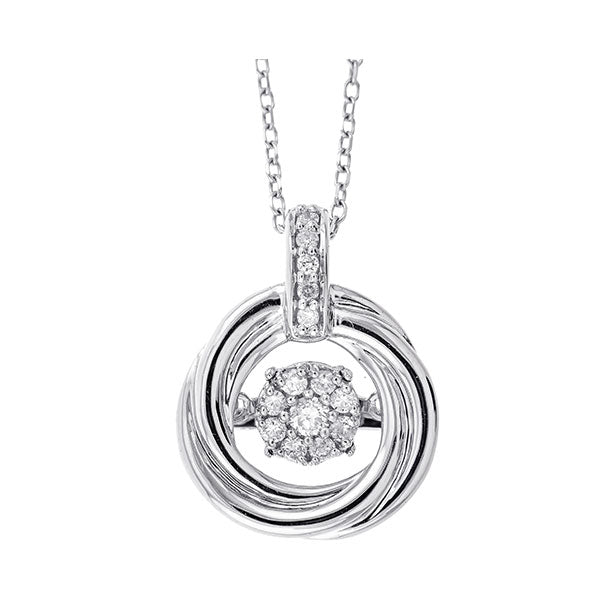 Silver White Diamond 1/10Ctw Pendant