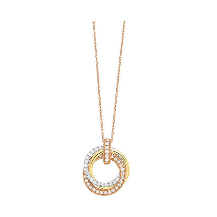 14Kt Tricolor Diamond 1/2Ctw Pendant