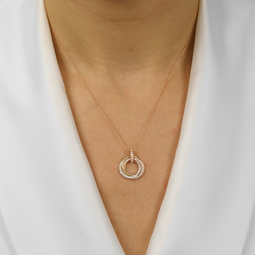 14Kt Tricolor Diamond 1/2Ctw Pendant