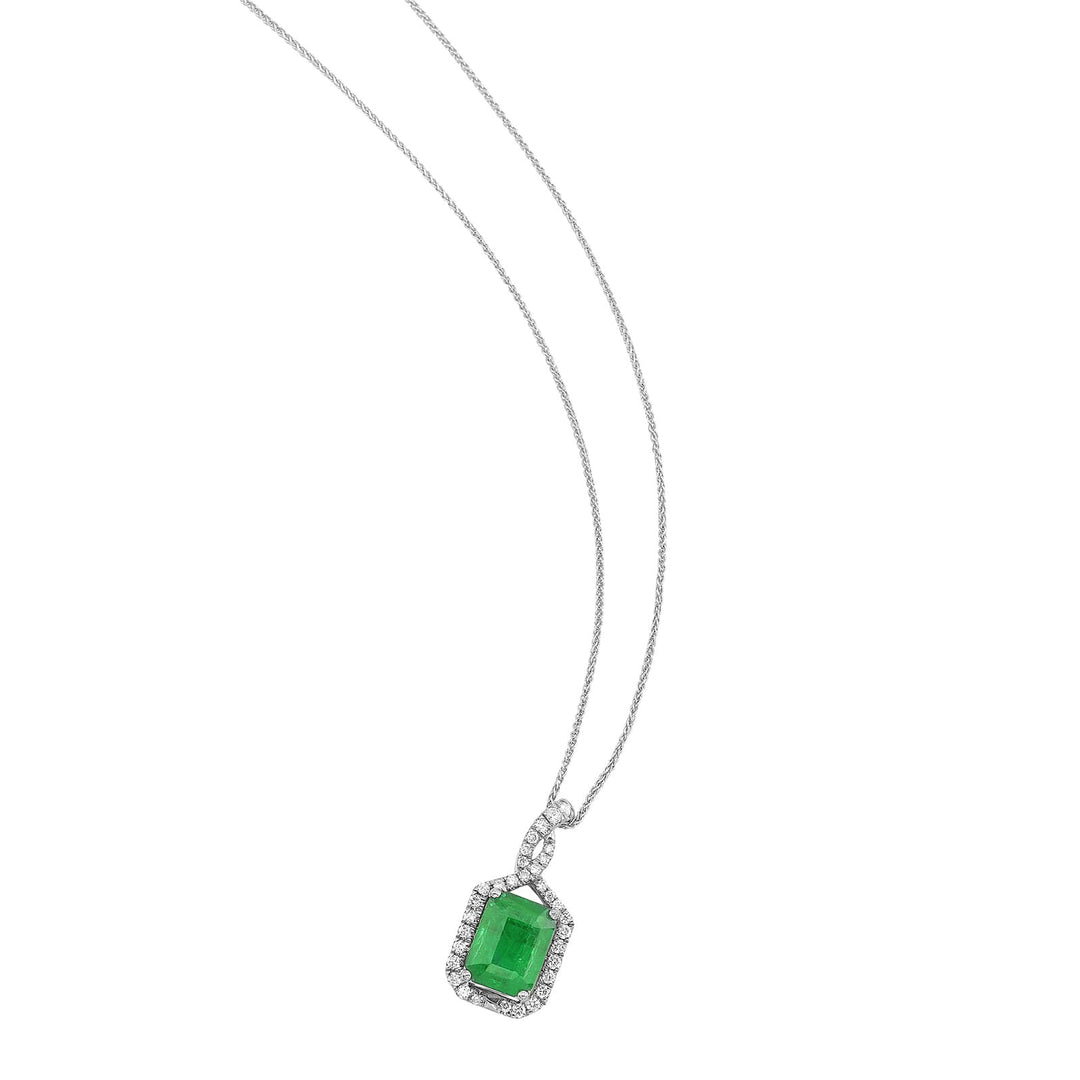 14Kt White Gold Diamond 1/4Ctw & Emerald 2 3/8Ctw Pendant