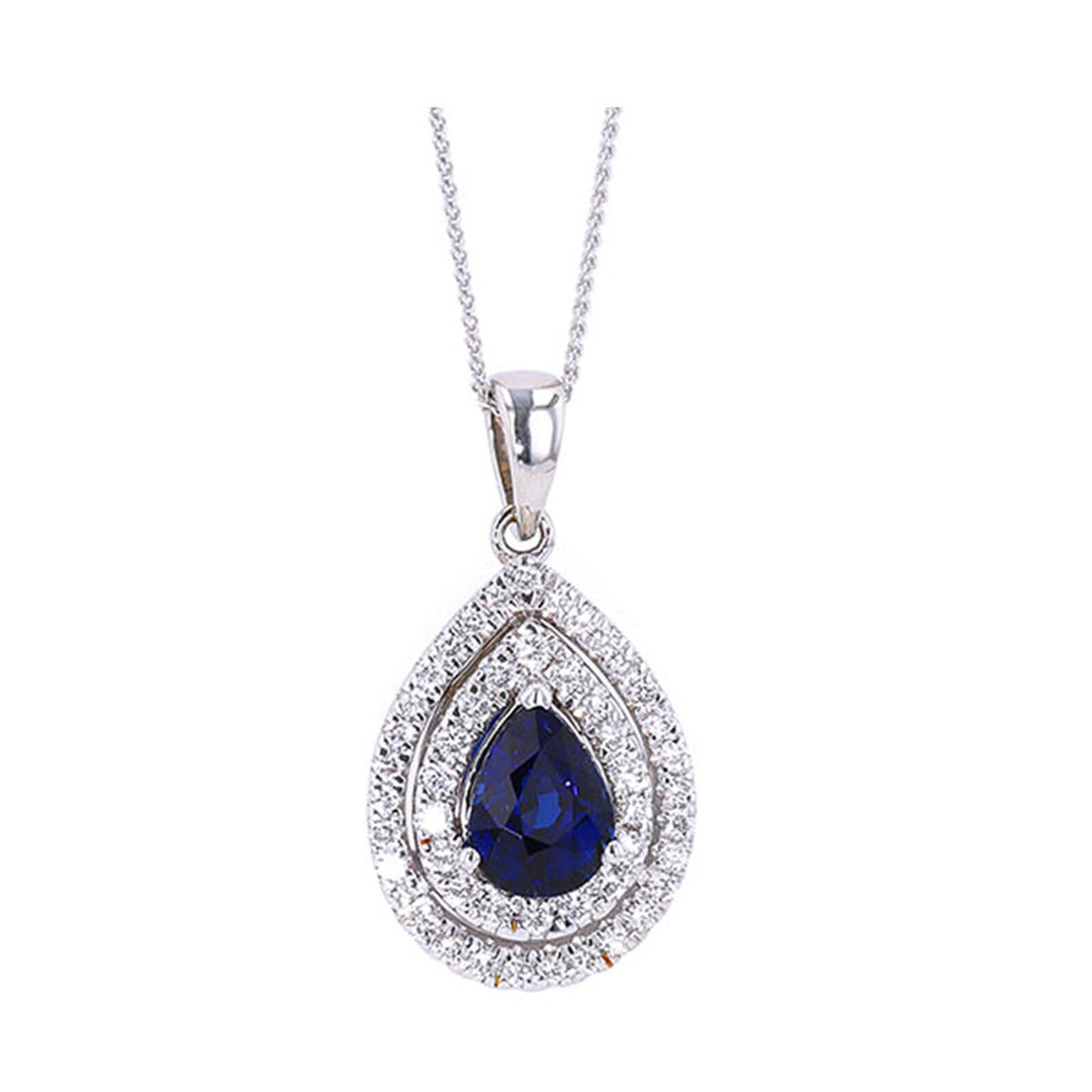 14Kt White Gold Diamond 1/2Ctw & Sapphire 2Ctw Pendant