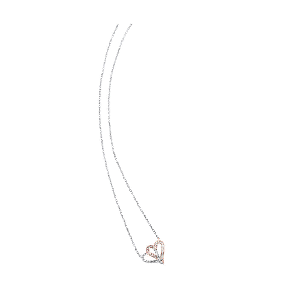 10Kt White Rose Gold Diamond 1/10Ctw Pendant