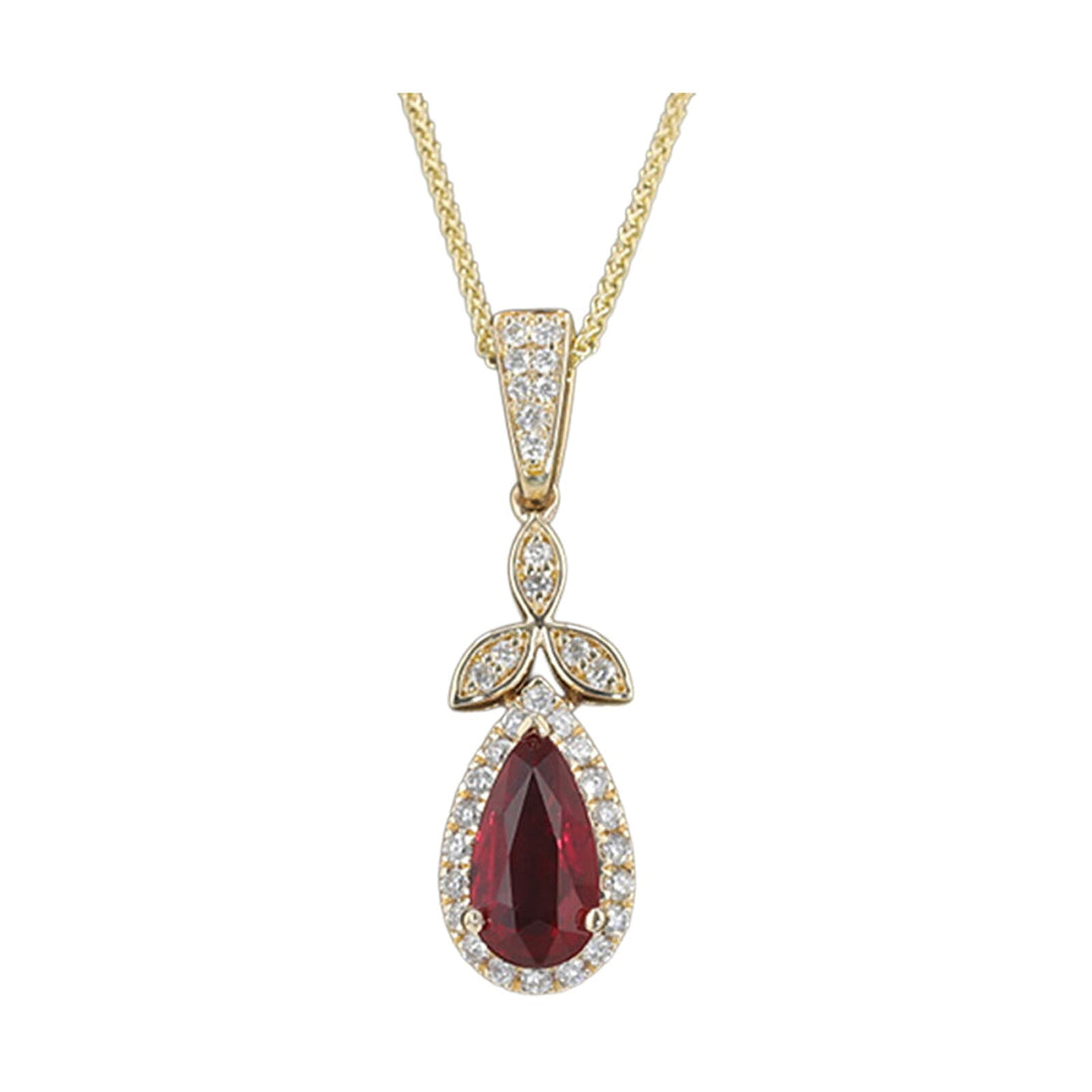 14Kt Yellow Gold Diamond 1/5Ctw & Ruby 1Ctw Pendant