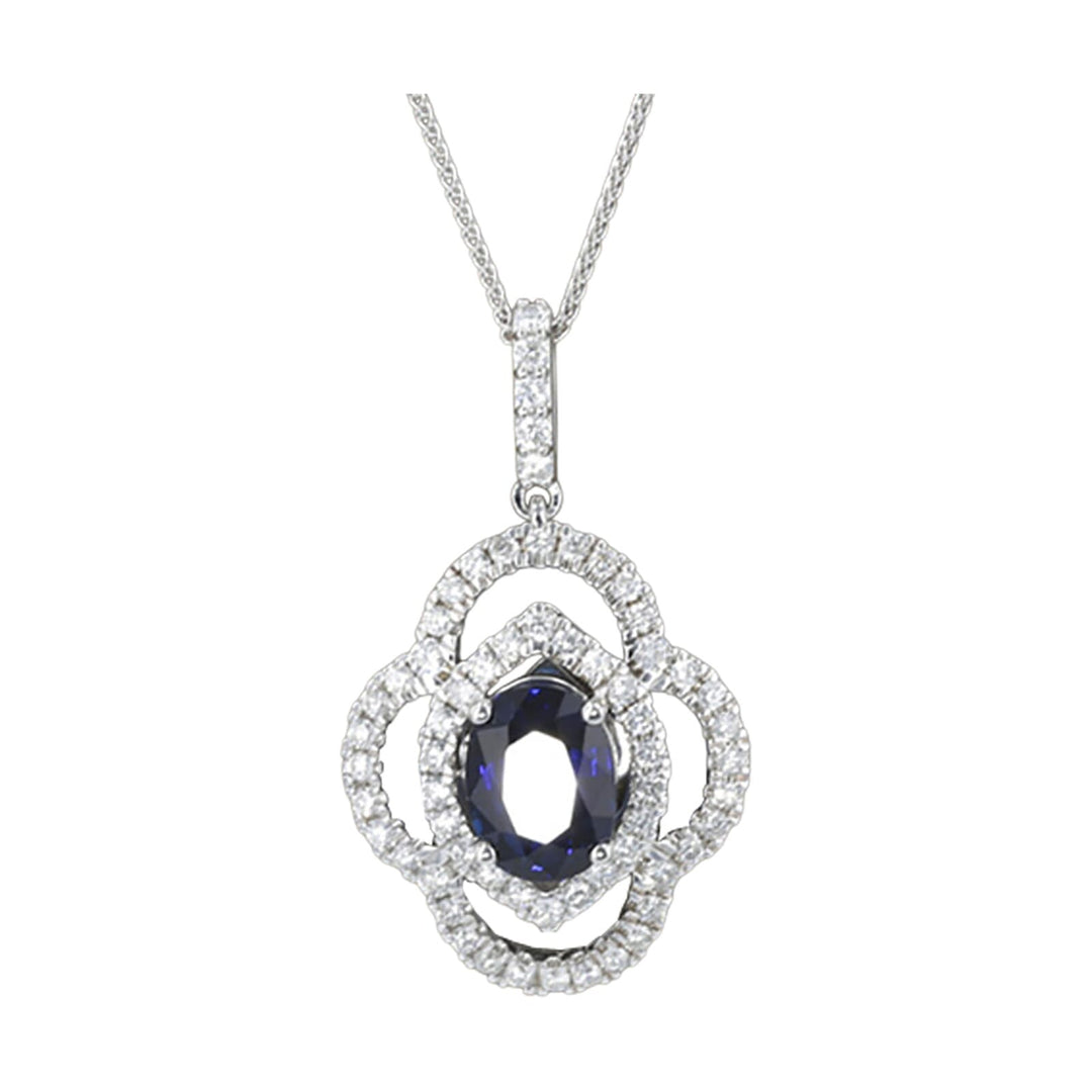 14Kt White Gold Diamond 1/2Ctw & Sapphire 2Ctw Pendant