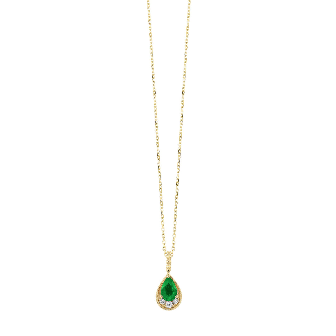 14Kt Yellow Gold Diamond 1/20Ctw & Emerald 1/2Ctw Pendant