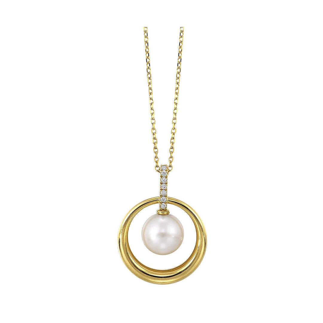 14Kt Yellow Gold Diamond 1/50Ctw & Pearl Pendant