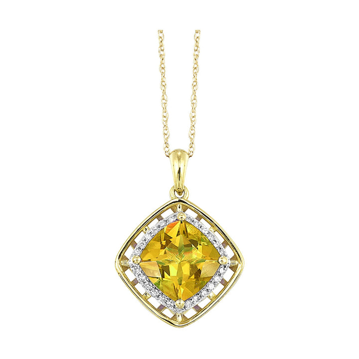 10Kt Yellow Gold Diamond 1/12Ctw & Citrine 1 1/4Ctw Pendant