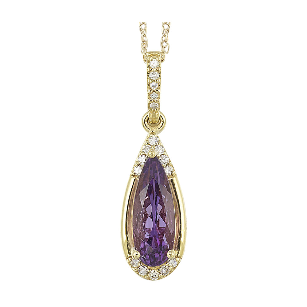 14Kt Yellow Gold Diamond 1/15Ctw & Amethyst 1 3/8Ctw Pendant