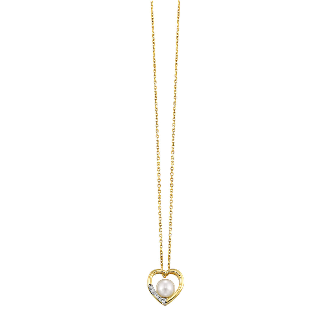 14Kt Yellow Gold Diamond 1/50Ctw & Pearl Pendant