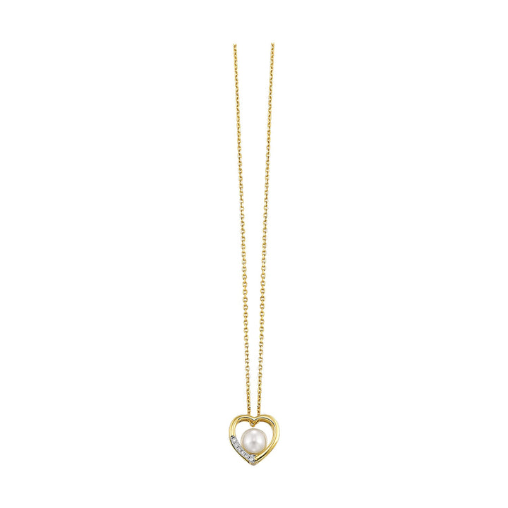 14Kt Yellow Gold Diamond 1/50Ctw & Pearl Pendant