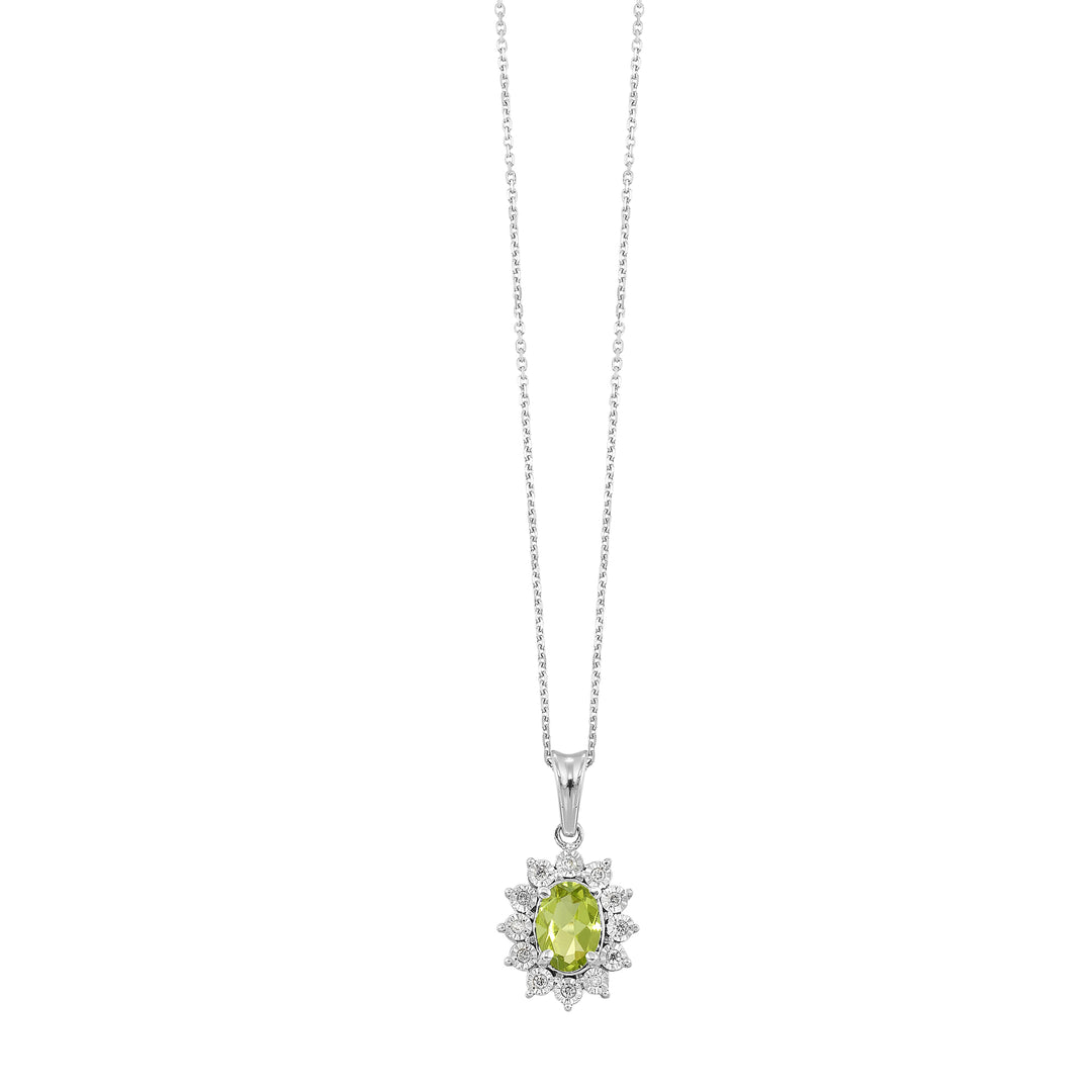 Silver Diamond 1/20Ctw & Peridot 1Ctw Pendant