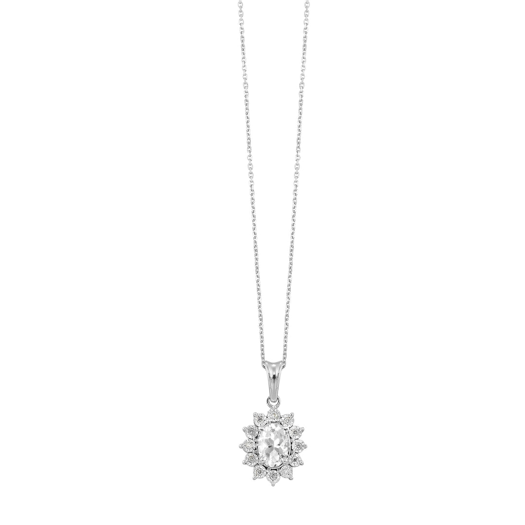Silver Diamond 1/20Ctw & White Topaz 1Ctw Pendant