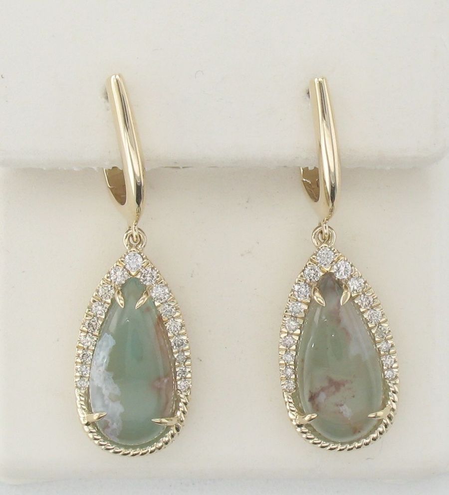 14K YELLOW GOLD DIAMOND AQUAPRASE CANDY EARRINGS