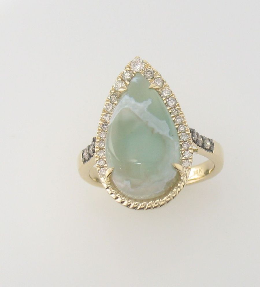 14K YELLOW GOLD DIAMOND AQUAPRASE CANDY RING