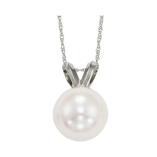 14Kt White Gold & Pearl 1/2Ctw Pendant
