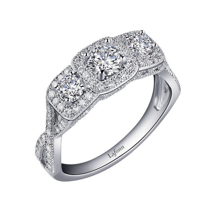 Three-Stone Halo Engagement Ring