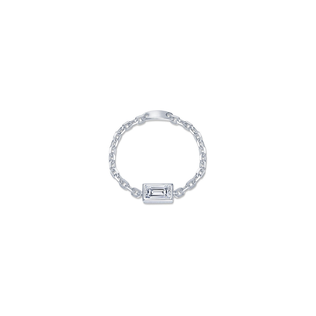 Emerald-Cut Bezel-Set Chain Ring