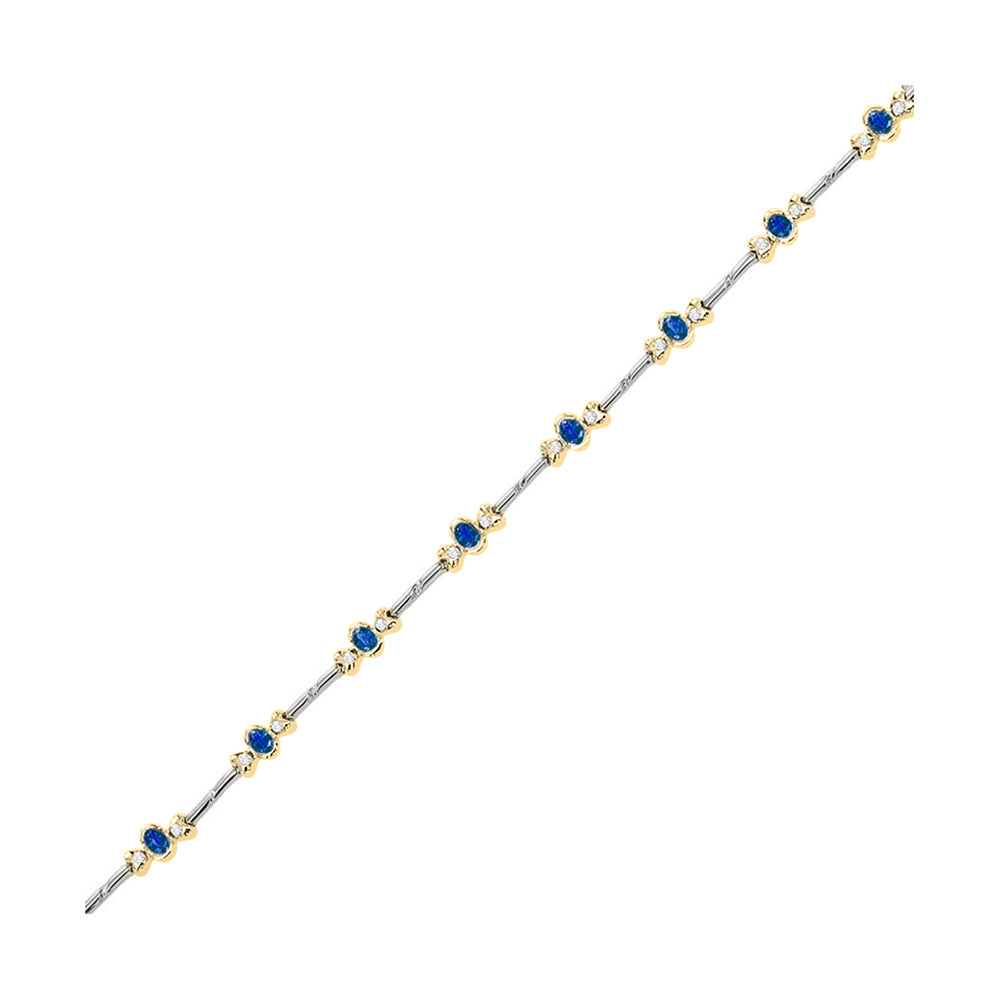 14Kt White Yellow Gold Diamond 1/3Ctw & Sapphire 1 1/3Ctw Bracelet