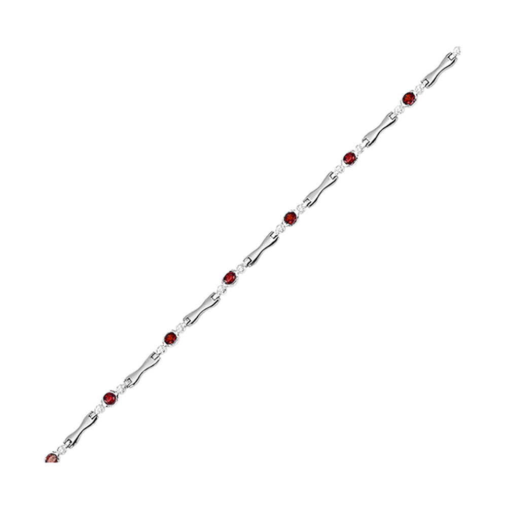 14Kt White Gold Diamond 1/4Ctw & Ruby 1 1/4Ctw Bracelet