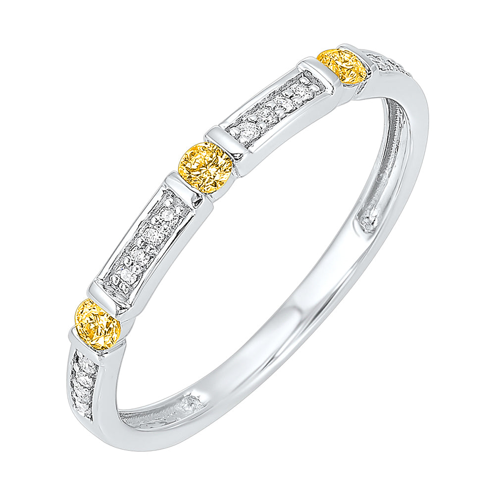 10Kt White Gold Diamond 1/25Ctw & Citrine 1/8Ctw Ring