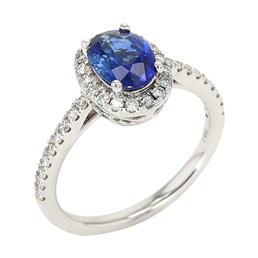 14Kt White Gold Diamond 1/3Ctw & Sapphire 1 1/3Ctw Ring