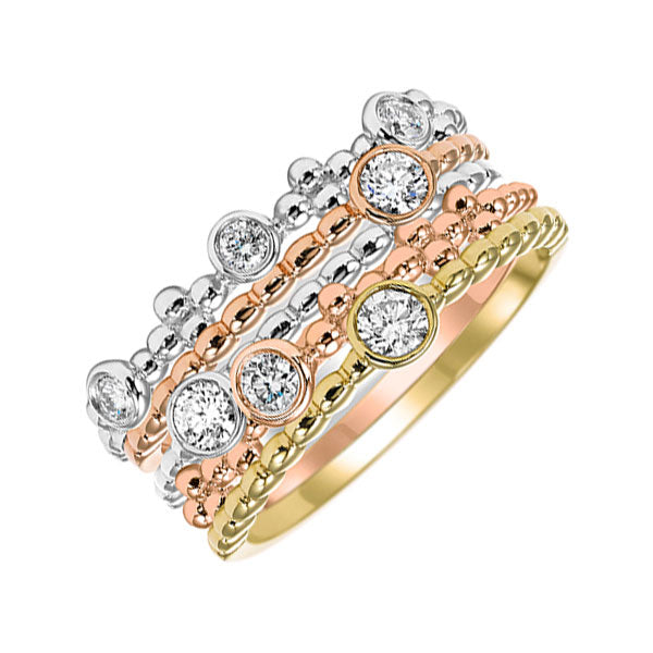 14Kt Tricolor Diamond 1/2Ctw Ring