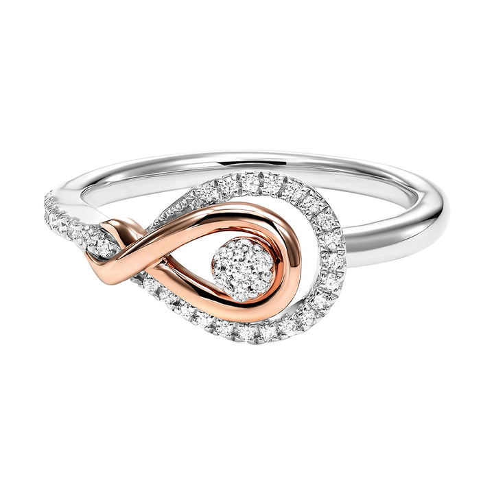 Gold Silver White Rose Diamond 1/6Ctw Ring