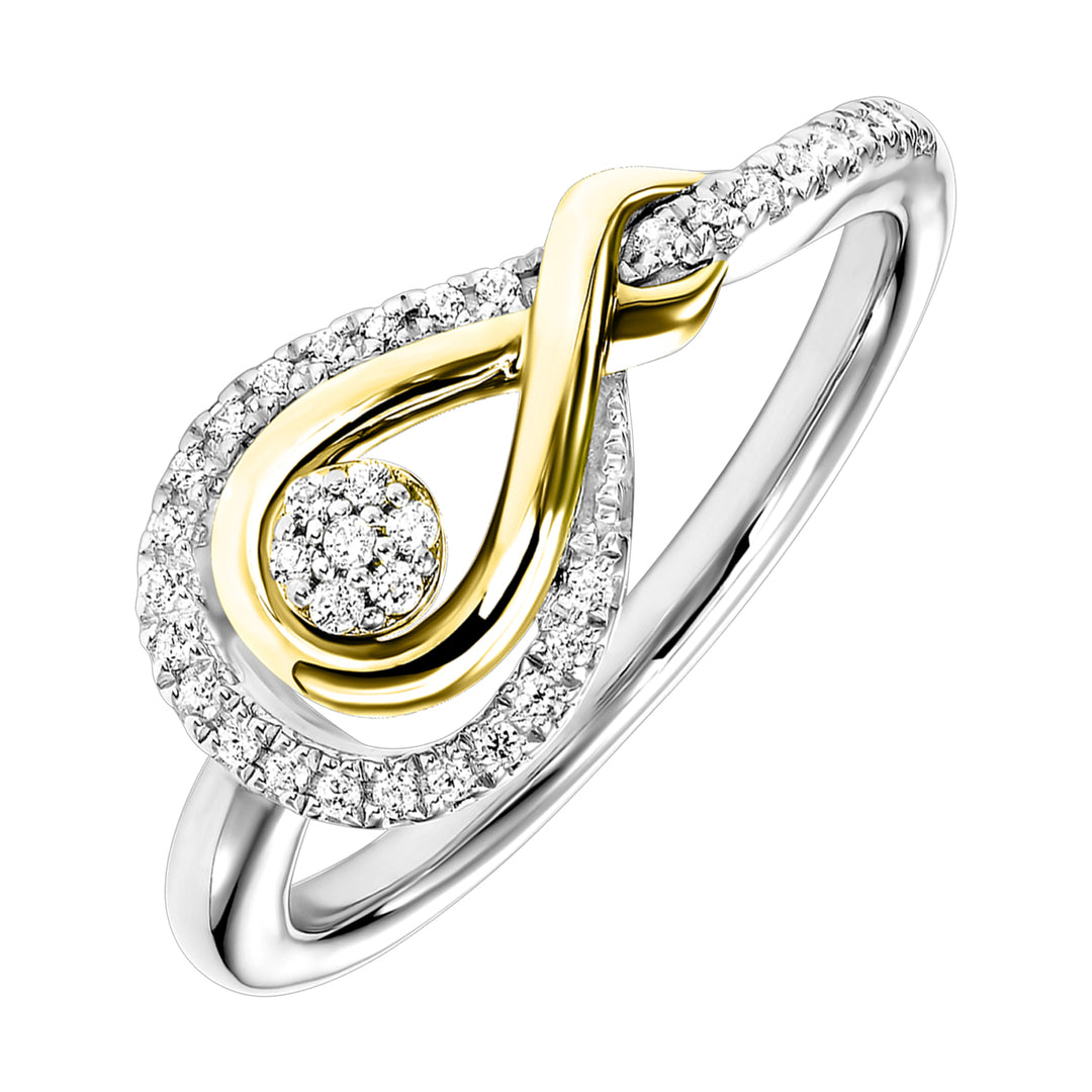 Gold Silver White Yellow Diamond 1/6Ctw Ring