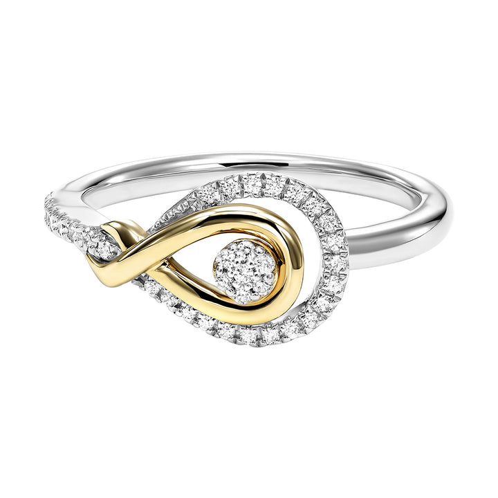 Gold Silver White Yellow Diamond 1/6Ctw Ring