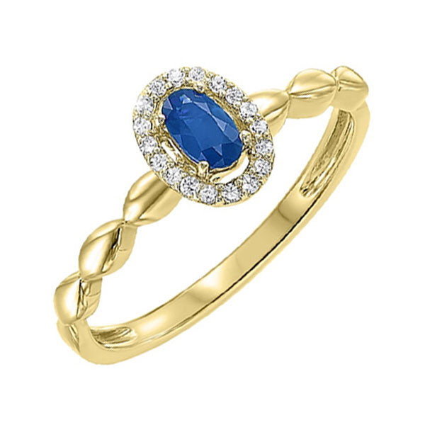 10Kt Yellow Gold Diamond 1/12Ctw & Sapphire 1/3Ctw Ring