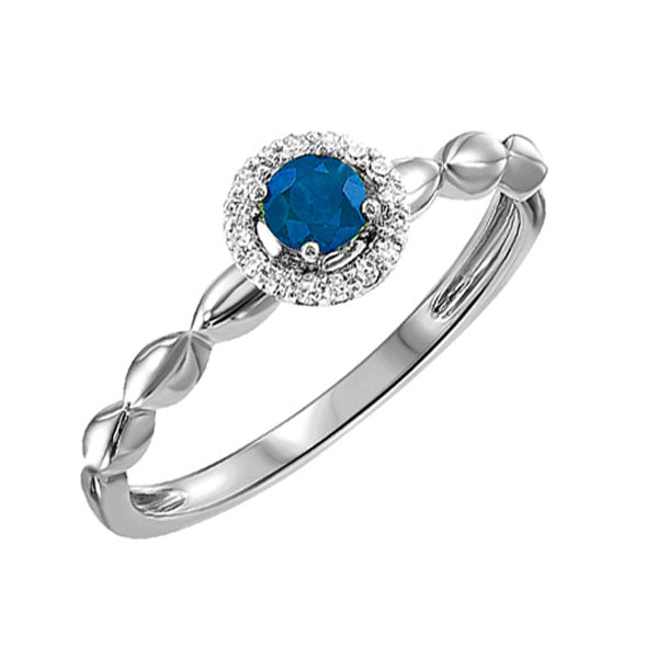 10Kt White Gold Diamond 1/20Ctw & Sapphire 1/5Ctw Ring