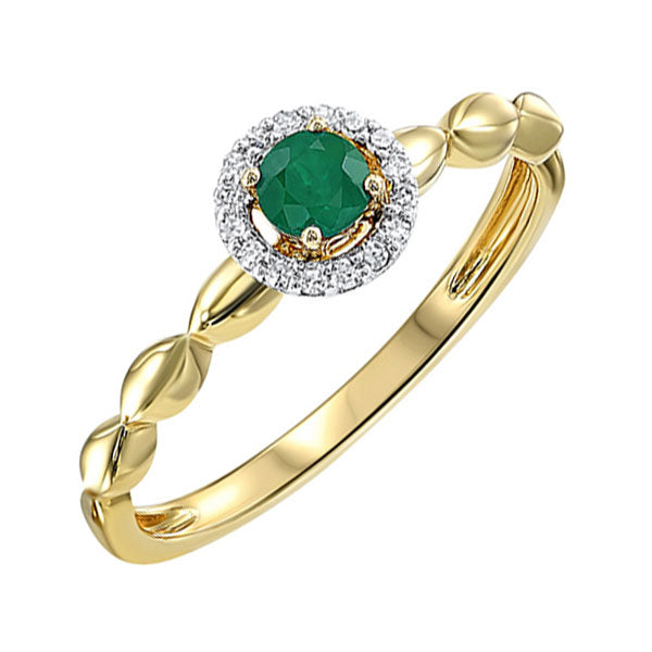 10Kt Yellow Gold Diamond 1/20Ctw & Emerald 1/5Ctw Ring