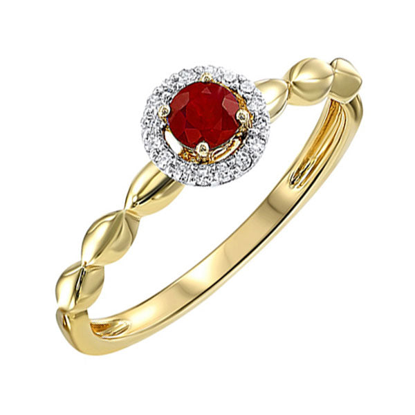 10Kt Yellow Gold Diamond 1/20Ctw & Ruby 1/4Ctw Ring