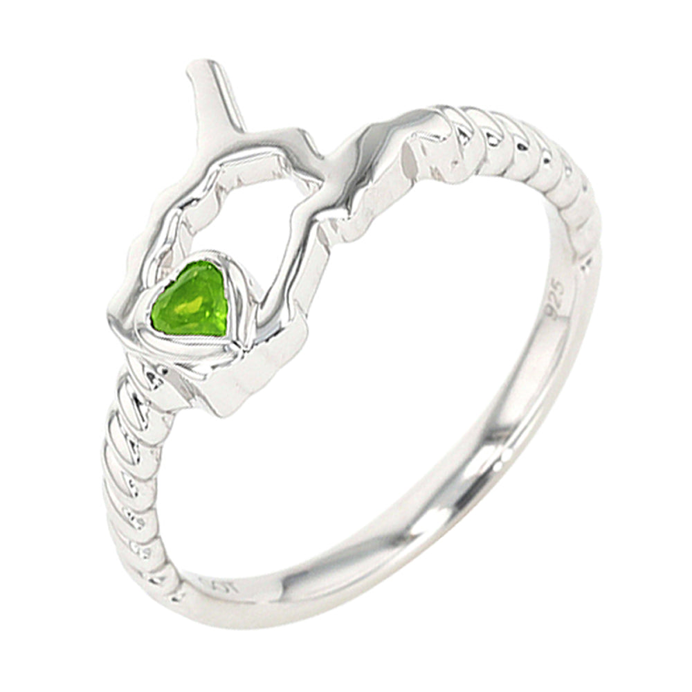 14Kt White Gold Peridot 1/10Ctw Ring