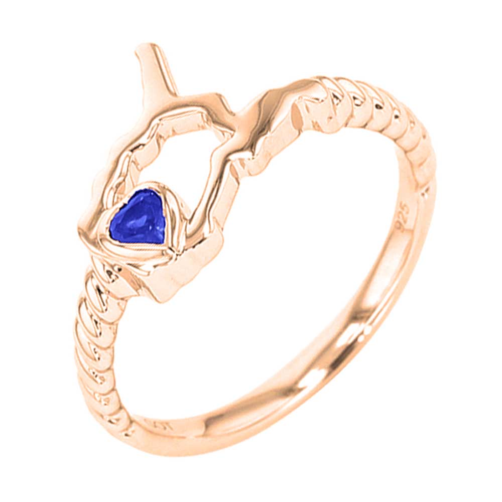 14Kt Rose Gold Sapphire 1/10Ctw Ring