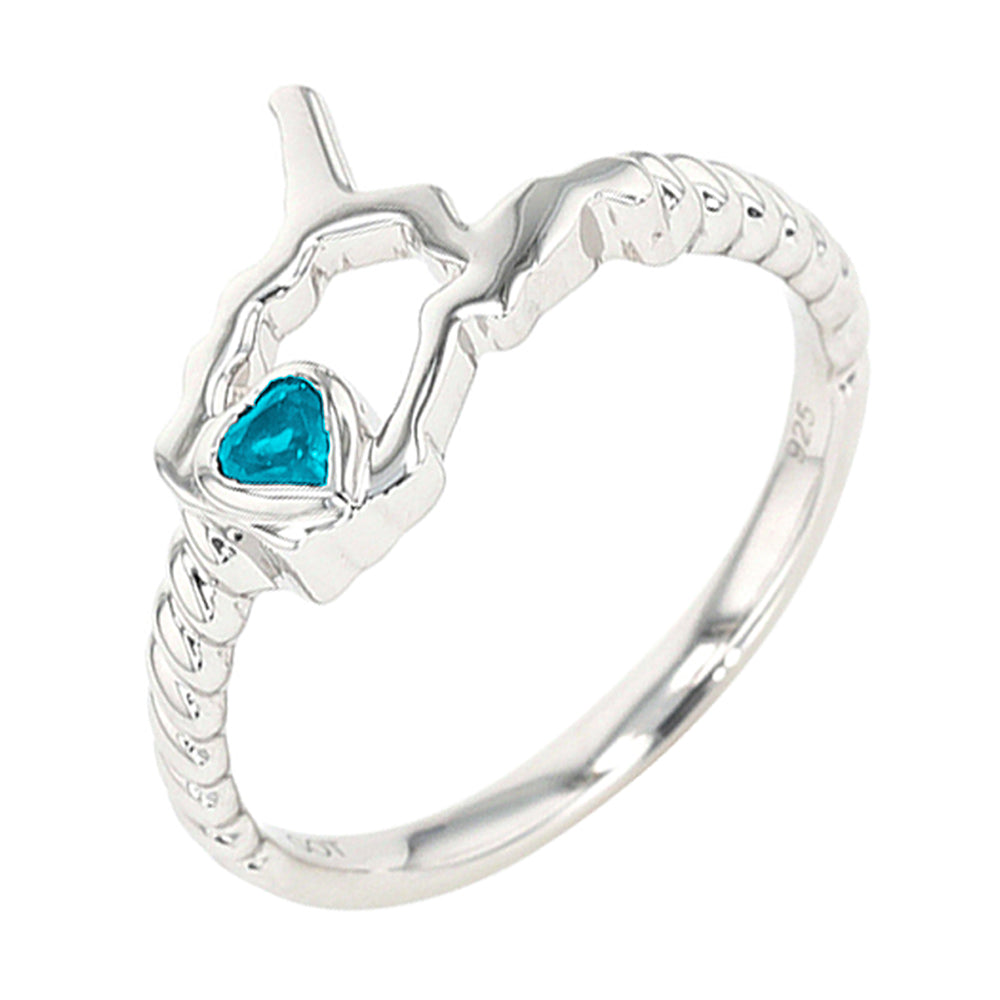 14Kt White Gold Aquamarine 1/10Ctw Ring
